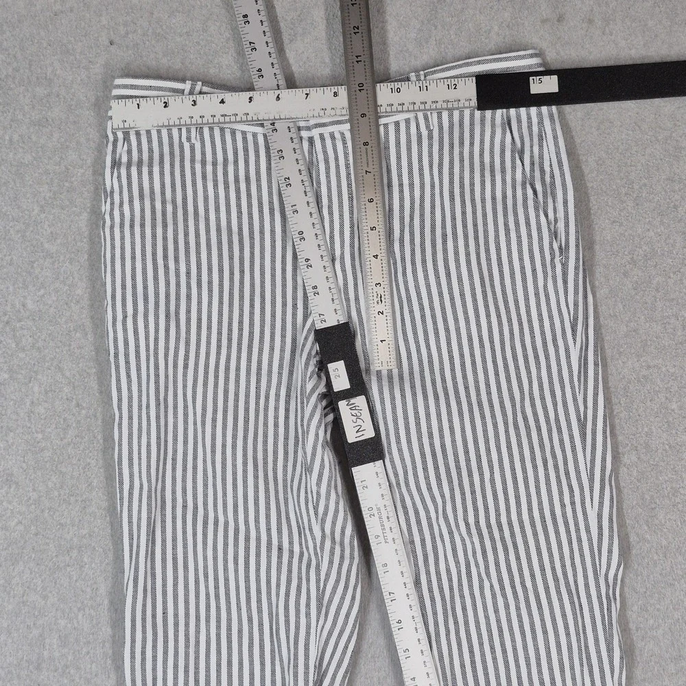 Banana Republic Women Pants 6 White Cotton Linen Striped Dress Pants Avery Slim